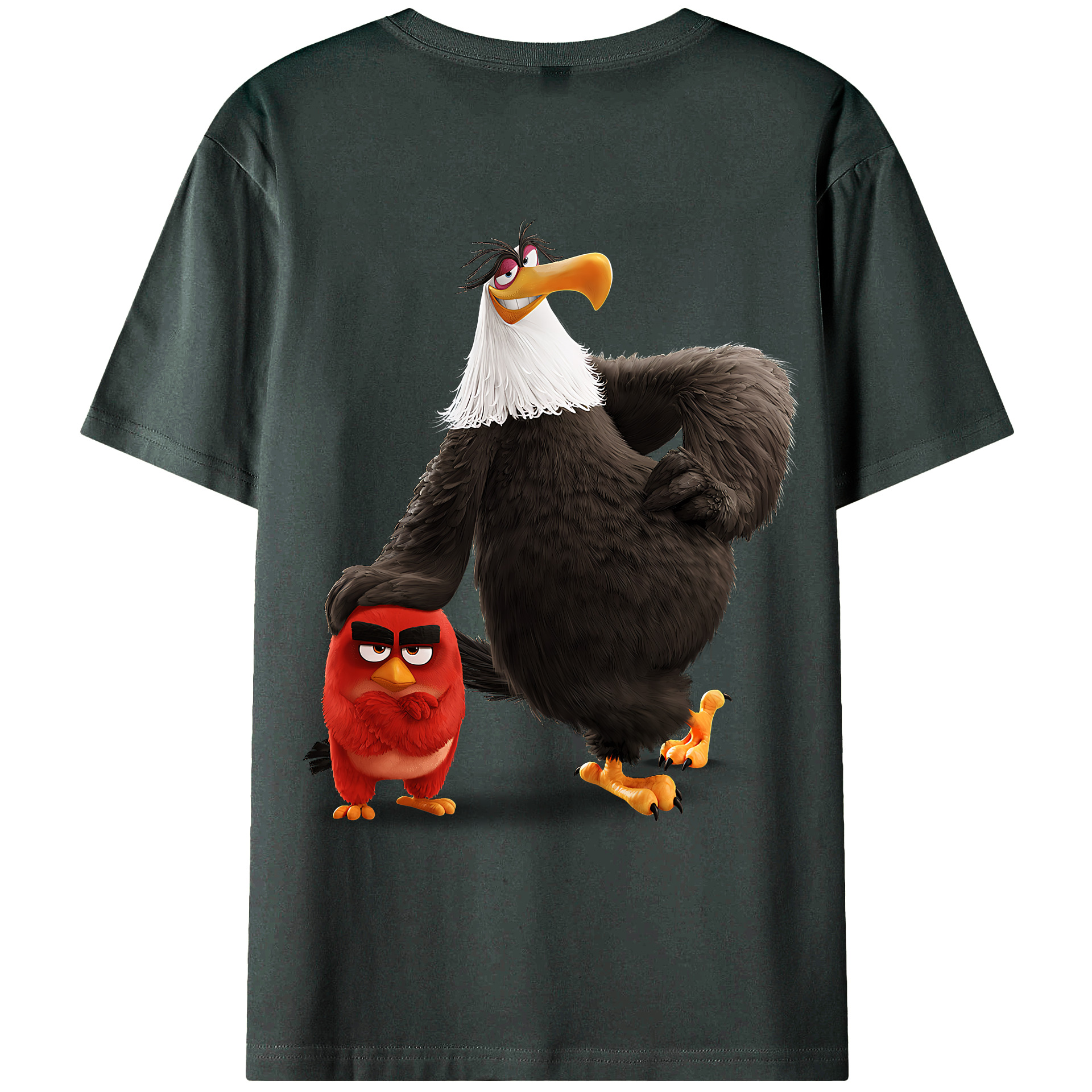 （画像用） Angry Birds アングリーバード 綿100％ メンズ半袖Tシャツ（バックプリント） 通気性